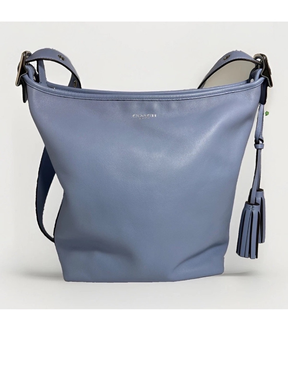 Coach Legacy Leather Shoulder Duffle In Light Blue w Tassels  19889
